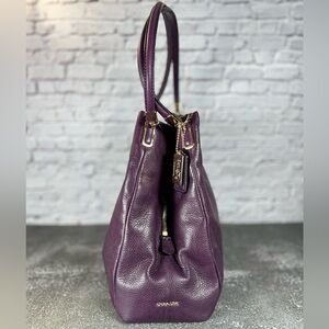 Coach Madison Phoebe Plum Pebbled Leather Shoulder Bag 26224 With COA